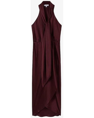 Reiss Tayla Halter-neck Woven Midi Dress - Purple