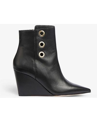 LK Bennett Brie Pointed-toe Leather Heeled Ankle Boots - Black