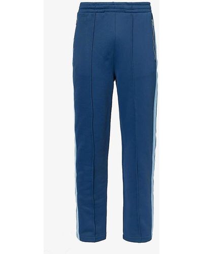 PS by Paul Smith Striped-panel Brand-embroidered Cotton-blend Trousers X - Blue