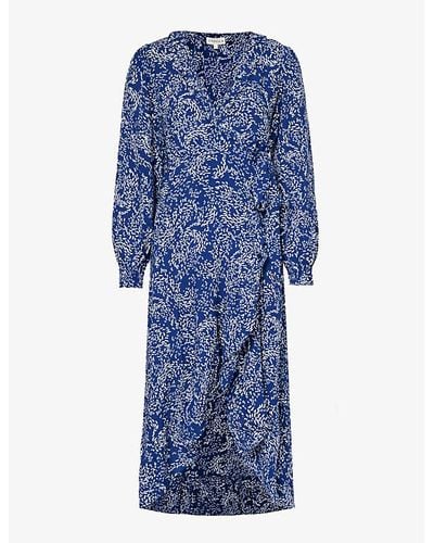 Aspiga Demi Abstract-pattern Woven Midi Dress - Blue