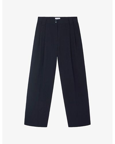 The White Company Wide-leg High-rise Stretch-woven Trousers - Blue