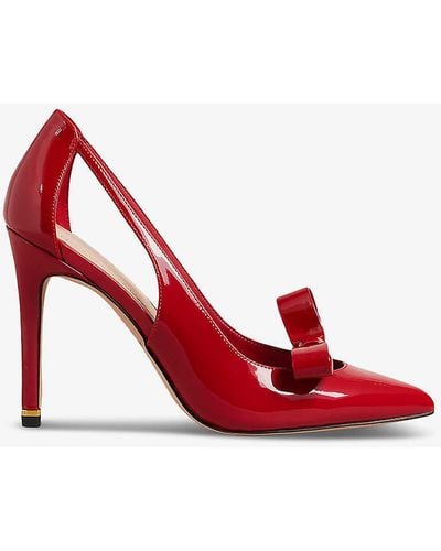 Ted Baker Bow-embellished Cut-out Patent-leather Court Shoes - Red