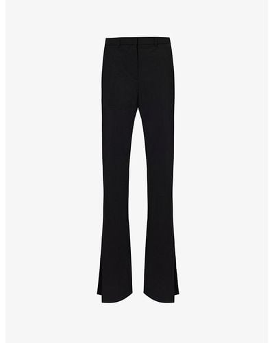 Theory Demitria Bootcut Mid-rise Stretch-wool Pants - Black