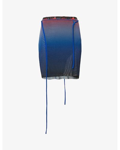 OTTOLINGER Semi-sheer Wrap Stretch-recycled Polyester Mini Skirt - Blue