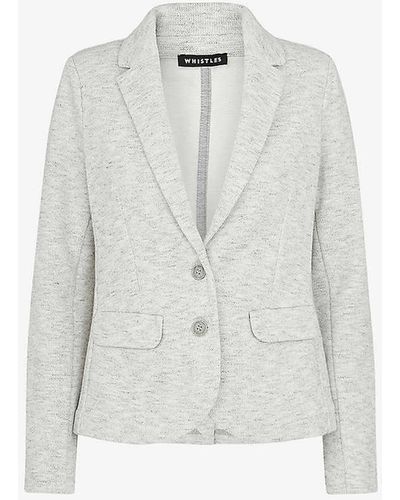 Whistles Slim-fit Single-breasted Cotton-jersey Jacket - White