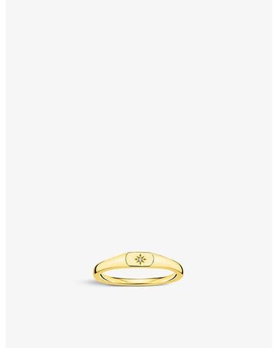 Thomas Sabo Star 18ct Yellow Gold-plated Sterling-silver And -zirconia Ring - White