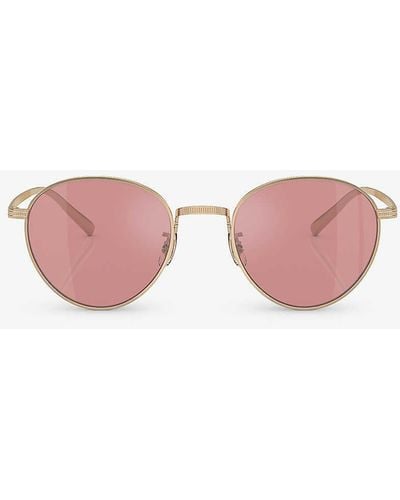 Oliver Peoples Ov1336st Rhydian Round-frame Titanium Sunglasses - Pink