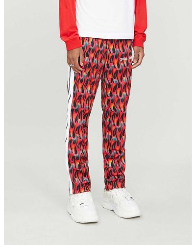 Palm Angels Side-stripe Flame-print Track Pants - Red