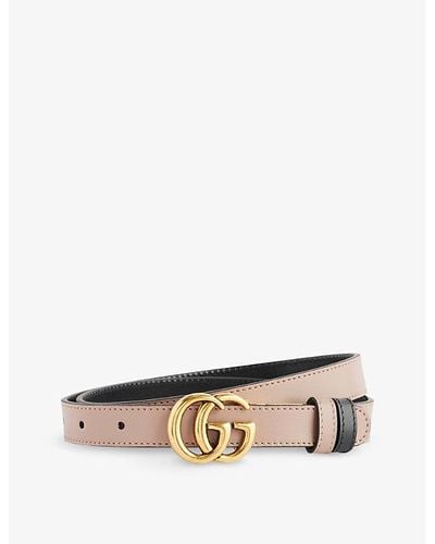 Gucci Gg Marmont Leather Reversible Belt - White