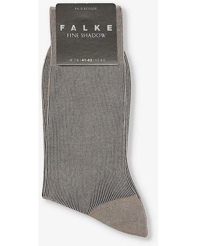 FALKE Fine Shadow Striped Stretch-knit Socks - Grey