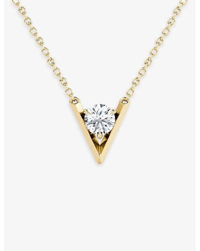 Vrai Solitaire 14ct Yellow-gold And 0.10ct Brilliant-cut Diamond Pendant Necklace - Metallic