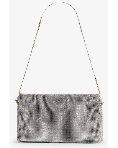 Reiss Soho Chainmail-embellished Woven Shoulder Bag - Grey