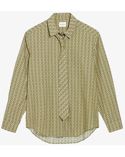 Claudie Pierlot Tie-embellished Cotton Shirt - Green