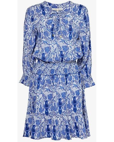 Heidi Klein Lake Como Floral-pattern Woven Mini Dress X - Blue
