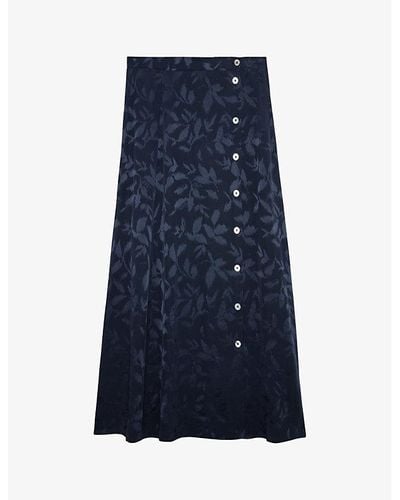 Zadig & Voltaire June Floral-print Silk Midi Skirt - Blue