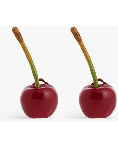 Jacquemus Cherry Brass And Enamel Earrings - Red