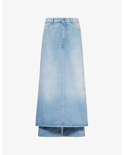 Jean Paul Gaultier Jeans Brand-patch Mid-rise Denim Maxi Skirt - Blue