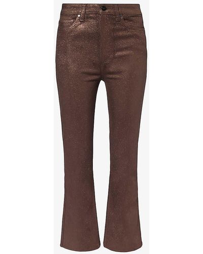 PAIGE Claudine Flared-leg High-rise Stretch-woven Jeans - Brown