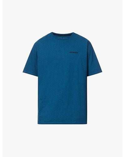 Patagonia Responsibili-tee Logo-print Recycled-polyester And Recycled-cotton-blend T-shirt - Blue