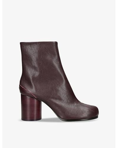 Maison Margiela Tabi 80 Split-toe Block-heel Leather Ankle Boots - Brown
