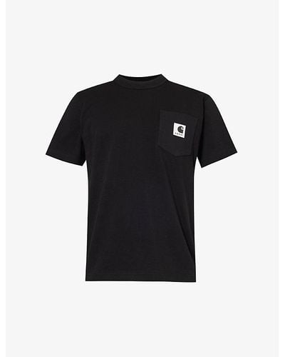 Sacai X Carhartt Wip Brand-patch Cotton-jersey T-shirt - Black