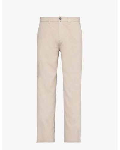 Obey Hardwork Straight-leg Linen-blend Pants - Natural