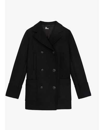 The Kooples Double-breasted Wool-blend Coat - Black