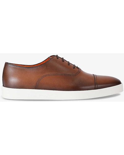 Santoni Atlantis Leather Low-top Oxford Shoes - Brown