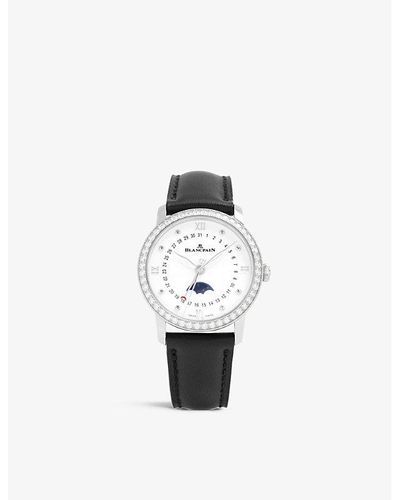 Blancpain 6126 4628 55b Villeret Quantième Phase De Lune Stainless-steel, 0.99ct And 0.05ct Diamond Automatic Watch 1 Size - White