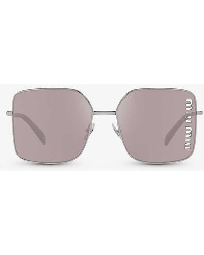 Miu Miu Mu 51ys Square-frame Metal Sunglasses - Metallic