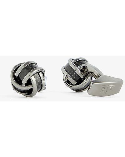 Tateossian Knot Brass Cufflinks - White