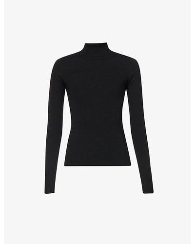 JOSEPH High-neck Stretch Silk-blend Sweater - Black