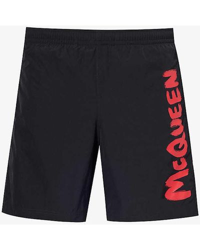 Alexander McQueen Graffiti-print Regular-fit Woven Shorts - White