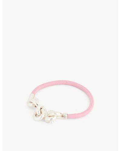 Bottega Veneta Chain-knot Leather And Sterling-silver Bracelet - Pink