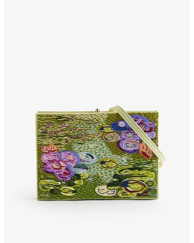 Olympia Le-Tan Waterlilies Cotton, Wool And Silk-blend Clutch Bag - Green