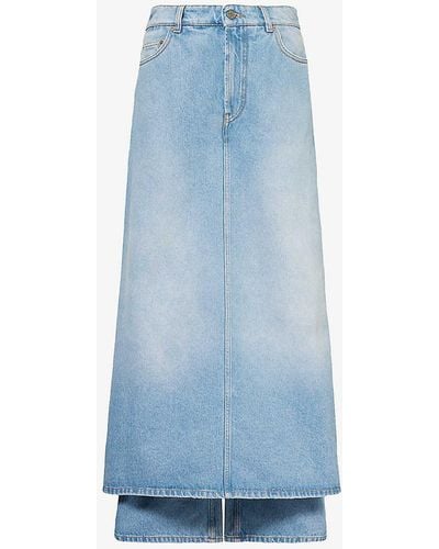 Jean Paul Gaultier Jeans Brand-patch Mid-rise Denim Maxi Skirt - Blue