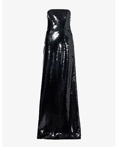 Alberta Ferretti Strapless Sequin-embellished Woven Maxi Dress - Black