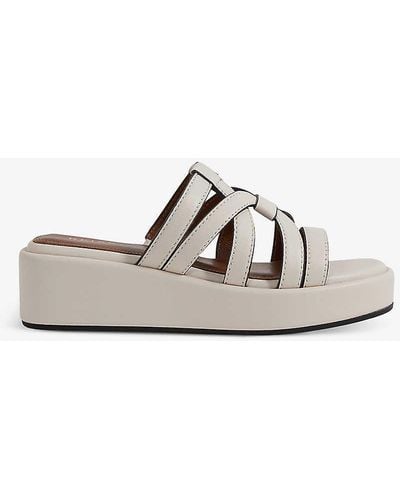 Reiss Naya Cross-strap Leather Platform Sandals - White
