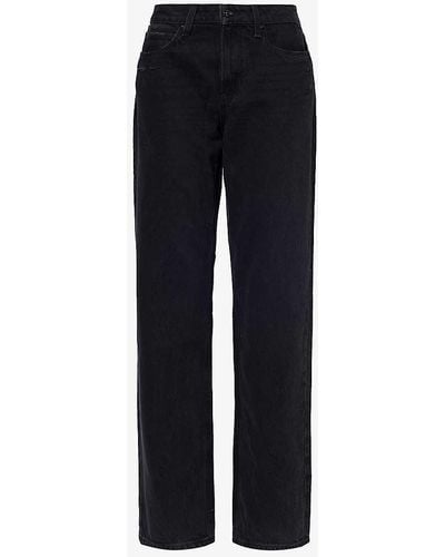 PAIGE Noella Brand-patch Mid-rise Wide-leg Jeans - Black