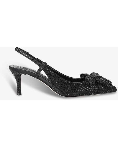 Kurt Geiger Belgravia Crystal-embellished Bow Heeled Satin Sandals - Black