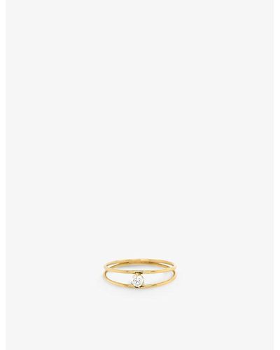 The Alkemistry Zoe Chicco Double Band 14ct Yellow-gold And 0.10ct Diamond Ring - Metallic