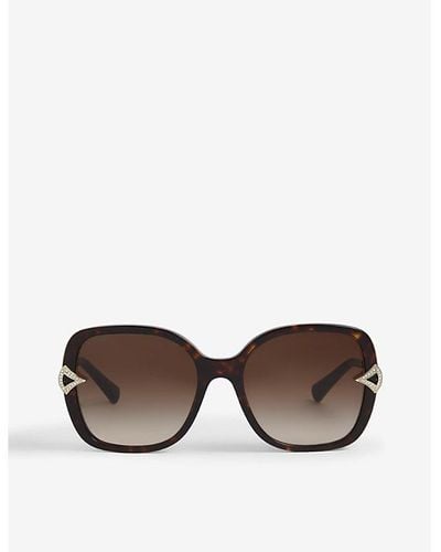 BVLGARI Bv8217 Square-frame Havana Sunglasses - Brown