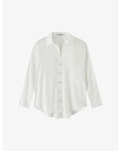 LK Bennett Beatrice Pleated Cotton Shirt - White