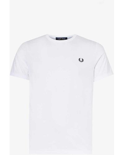 Fred Perry Ringer Logo-embroidered Cotton-jersey T-shirt - White