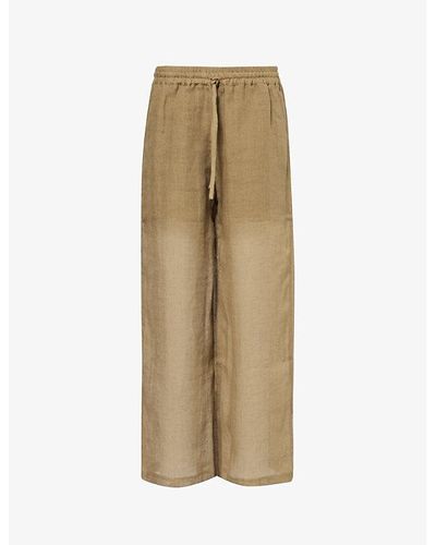 LeKasha Wide-leg High-rise Linen Pants - Natural