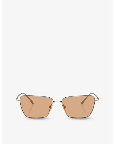 Giorgio Armani Ar6153 Rectangle-frame Metal Sunglasses - Natural