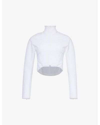 Alaïa High-neck Zipped-cuff Slim-fit Stretch-mesh Jacket - White