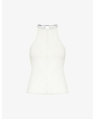 Dion Lee Barball Bead-embellished Organic-cotton Top - White