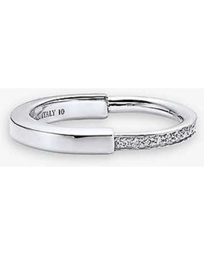 Tiffany & Co. Tiffany Lock 18ct White-gold And 0.17ct Round-brilliant Diamond Ring 10.