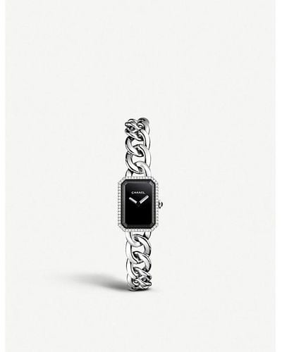 Chanel H3252 Première Chain Steel, Black Lacquer, Onyx And Diamond Watch - White